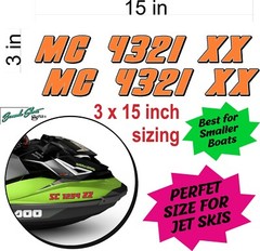 Boat Registration Numbers & Letters 2 Pack 3″ x 15″ Boat & Jetski Stickers 2CL