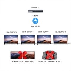OREI UltraHD 4K @ 60 Hz HDMI Splitter 1 in 4 Out HDMI 2.0 UHDS-104