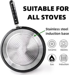 10 Inch Nonstick Crepe Pan with Spreader, Flat Skillet Tortilla Pan with Granite