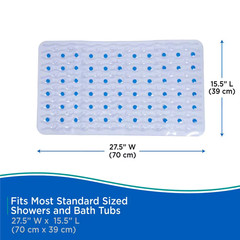 15.5 In. W X 27.5 In. L Vinyl Semi-Brushed Inside-The-Tub Bath Mat in Clear/Blue