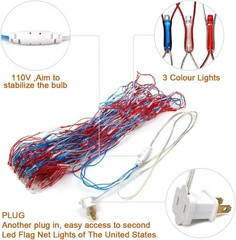 American Flag String Lights, Waterproof Led Flag Net Light, with 420 Super Brigh