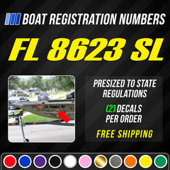 Boat Registration Numbers Vinyl Decal Set – 3″ Tall USCG & State Compliant 772