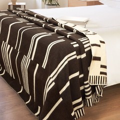 CLINT EASTWOOD ALPACA WOOL BLANKET – XL 102X83 in REVERSIBLE CREAM/BROWN WESTERN