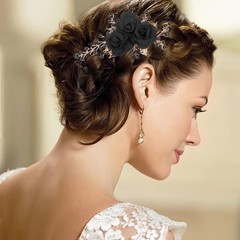 2 PCS Flower Hair Comb Black Bridal Wedding 3.74in/9.5cm*6.02in/15.3cm,