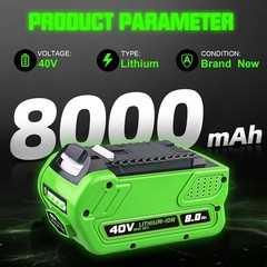 40V 8.0Ah Lithium Battery For Greenworks G-MAX 40 Volt 29472 29462 29252 20202