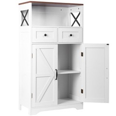 Kitchen Pantry Storage Cabinet with Doors and Shelves Freestanding Cabinet White
