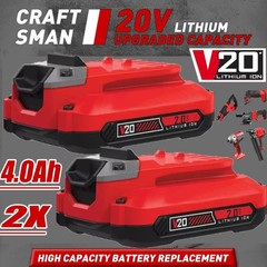 2PACK 20Volt For Craftsman V20 4.0Ah Li-ion Battery CMCB204 CMCB202 /Charger