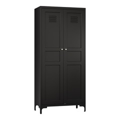White Metal Pantry Cabinet with 4 Adjustable Shelves, Tall Freestanding Storage