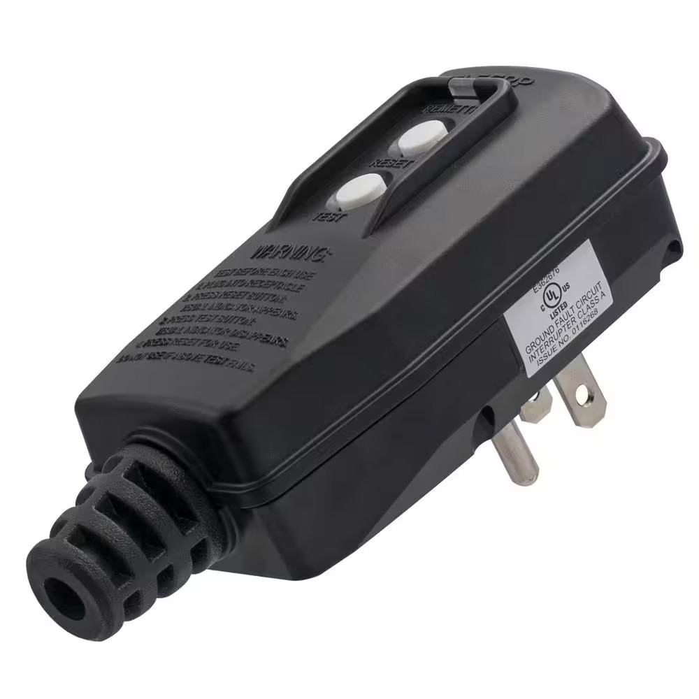 4.67 In. 15 Amp Manual Reset 3 Prong Portable GFCI Replacement Plug Assembly