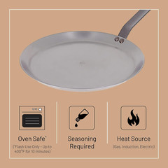 MINERAL B Carbon Steel Crepe & Tortilla Pan – 9.5” Made in France