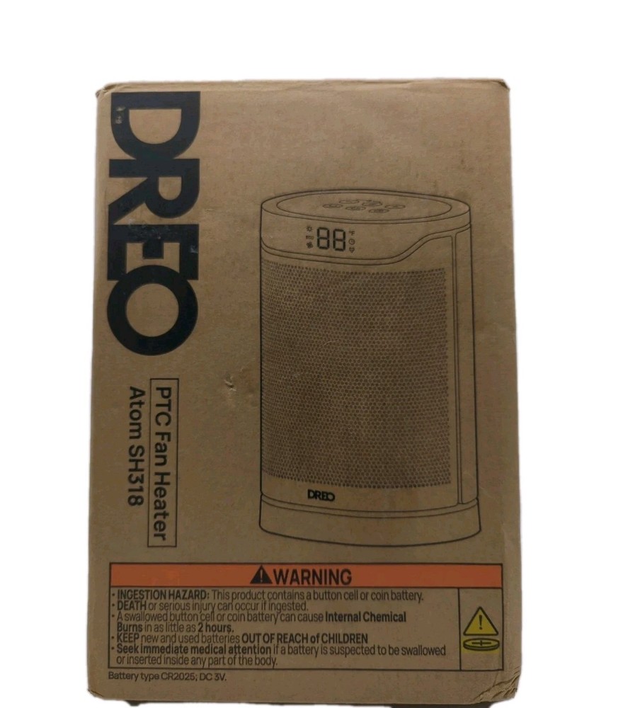 DREO PTC Fan Heater ATOM SH318 Silver Portable Electric Space Heater for Home