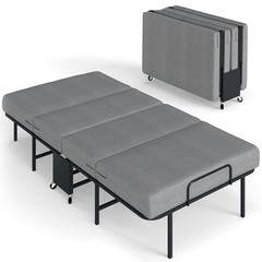 Portable Foldable Bed with Mattress Rollaway for Adults, 75” x 38″