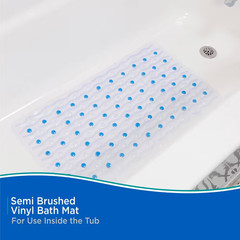 15.5 In. W X 27.5 In. L Vinyl Semi-Brushed Inside-The-Tub Bath Mat in Clear/Blue