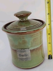 Crosby & Taylor Stoneware & Pewter Garlic Canister Jar