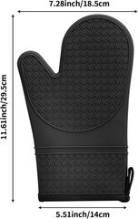 500°F Heat Resistant Silicone Oven Mitts Cotton Lining Non-Slip Kitchen Gloves