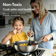 Non Stick Pots and Pans Set, 10pcs Hybrid Stainless Steel Cookware Set, Fryin…