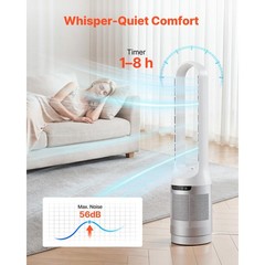 Uimoso Bladeless Tower Fan with Remote,65° Oscillation, 12-Speed Settings, White
