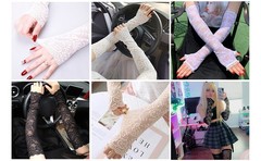 UV Protection Lace Arm Sleeves, Women’s Floral Lace Sleeves Hollow Out Long
