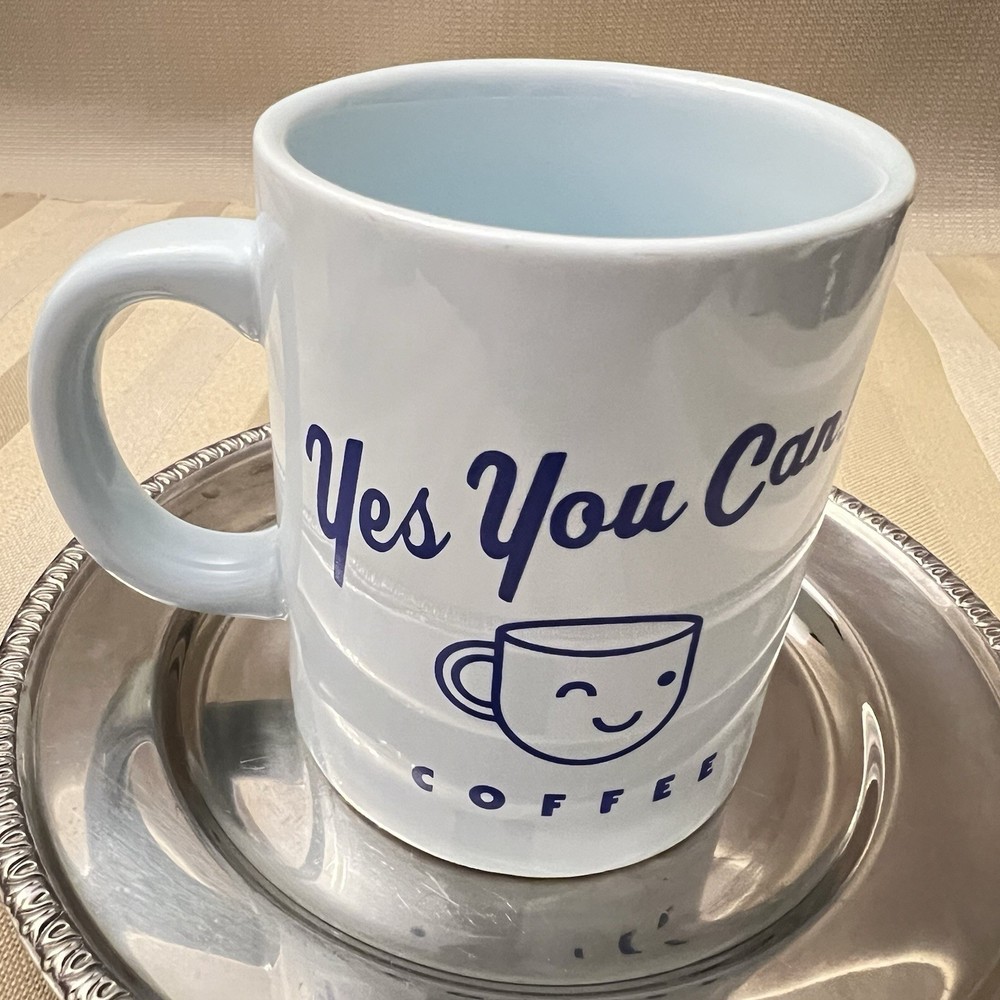 Ban. Do “Yes You Can! Coffee” Mug Retro Style Blue Mug 2019