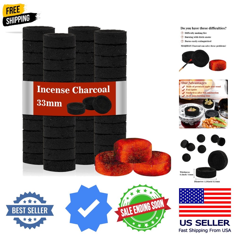 50PCS Incense Charcoal Briquettes Charcoal Tablets Incense Burner Charcoal
