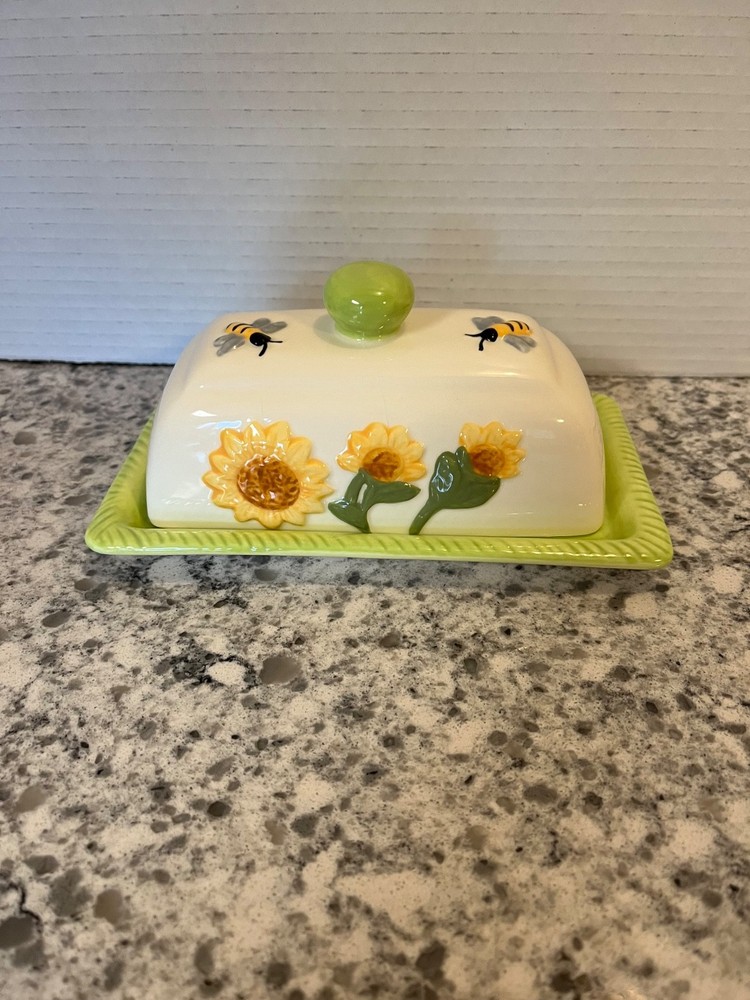 Sunflower & Bees Butter keeper/dish