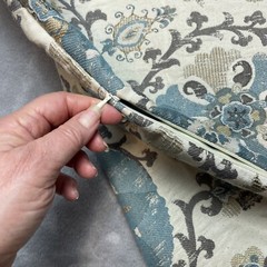 2 Jacquard Floral Pillow Covers 19″x19″ Blue Gray Boho Hidden Zipper Mika Home