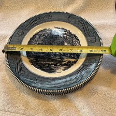 5 Currier and Ives Old Grist Mill Blue Dinner Plate 10″ Royal China USA. 11