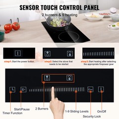 VEVOR 12″ Built-in Electric Cooktop Radiant Ceramic Cooktop 2 Burners 110V