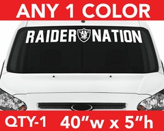 OAKLAND RAIDERS ” RAIDER NATION ” WINDSHIELD DECAL STICKER 40″x 5″ ANY 1 COLOR