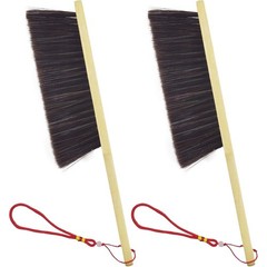 2 Piece Wooden Hand Broom and Dust Brush Set Soft Bristles Cleaning Brush for
