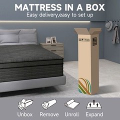 12″14″ Mattress in A Box Hybrid InnerSpring Twin Full Queen King Size Cool Black