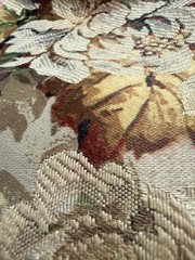 VTG Floral Damask Brocade Table Runner Black Silky Lining Fringe Custom 72×32”