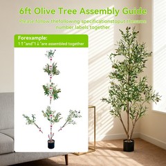 NOVAROOT 6FT Tall Faux Olive Artificial Plants Indoor Faux Natural Wood Trunk