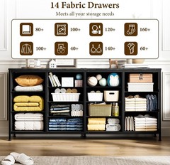 63 Inch Large Fabric Chest of 14 Drawers Long Dresser 70 75″TV Stand for Bedroom
