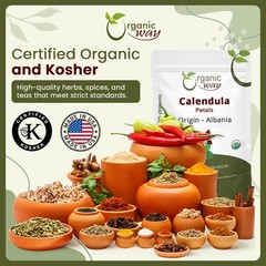 Organic Way Calendula Flower Petals – Herbal Tea | Kosher & USDA Certified