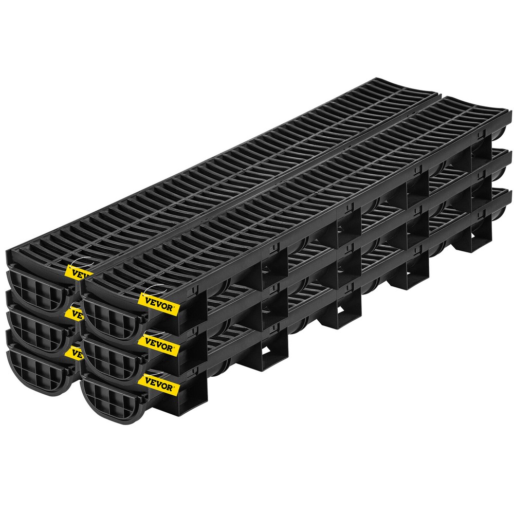 VEVOR Drainage Trench Driveway Channel Drain Kit Plastic Grate-5.8″x3.1″-6 Pack