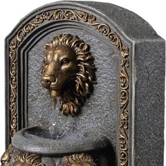 Outdoor Lion Head Stone Waterfall Wall Fountain with Pump Gray 10.3IN