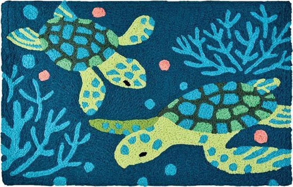 Jellybean Deep Sea Turtles Accent Rug 20×30 Machine Washable Indoor Outdoor