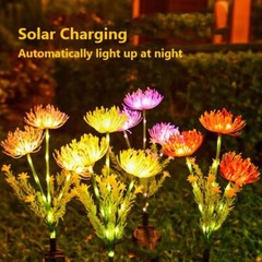 Solar Garden Lights Flower Outdoor Waterproof LED Flower Stake Lamp Yard Pink