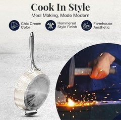 Gotham Steel Hammered Cream 14” Ultra Ceramic Nonstick Fry Pan with Lid
