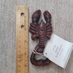 Pottery Barn Lobster Feast Apron Embroidered w Lobster Bottle Opener Both NEW