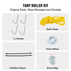 Dump Truck Trailer Hand Crank Manual Pull Tarp Roller Kit 64″ to 104″ Wide