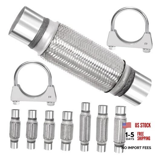 Swpeet 3Pcs 2.5 x 7.9 Inches Exhaust Flex Pipe with 2.5 Inches 2.5″X8″/12″