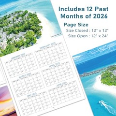 2026 Calendar – 2026 Wall Calendar, Jan 2026 – Dec 2026, 12″ x 24″ (Open),