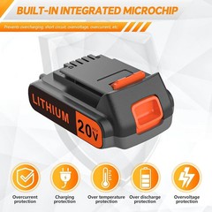 2Pack 20V Lithium-ion 1.5Ah Battery/Charger for BLACK DECKER 20 Volt LBXR20 LB20