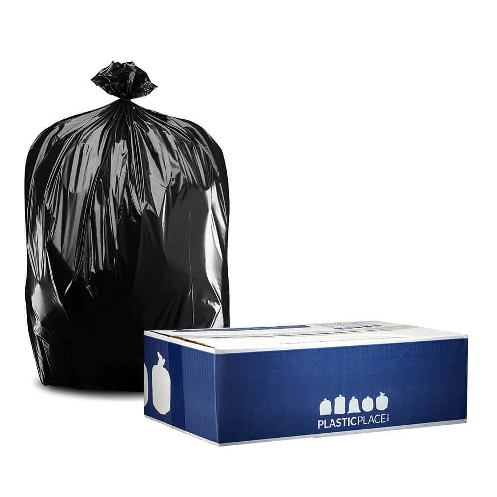 Plasticplace 32-33 Gallon Trash Bags, Black, 1.0 Mil, 100 Count