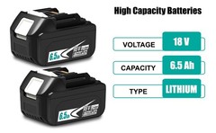 2 Pack 6.5Ah Battery For Makita 18V LXT Lithium-Ion Tool BL1830 BL1850 BL1860