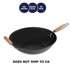 Mainstays 13.75″ Carbon Steel Wok Nonstick Fry Pan Easy Clean Hand Wash
