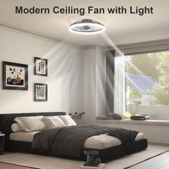 20″ Modern Fan Lights Flush Mount LED Ceiling Light kit With Remote APP Control
