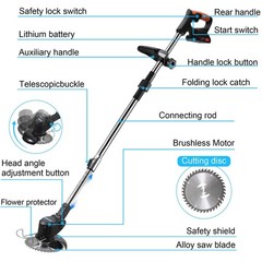 24V Cordless Weed Eater Electric Brush Cutter Lawn Edger Grass String Trimmer